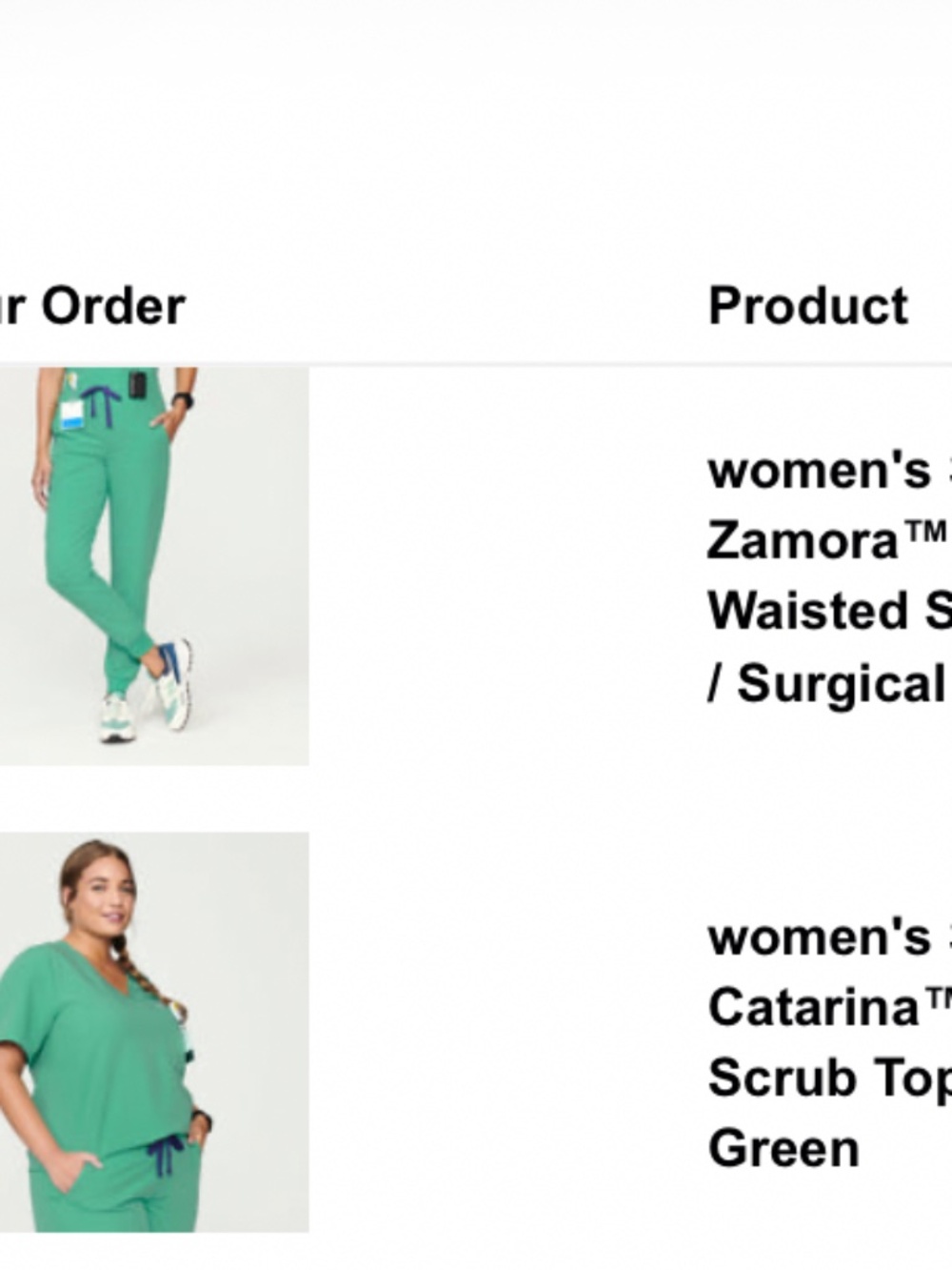 Figs Women S/XS Surgical Green Scrub Set